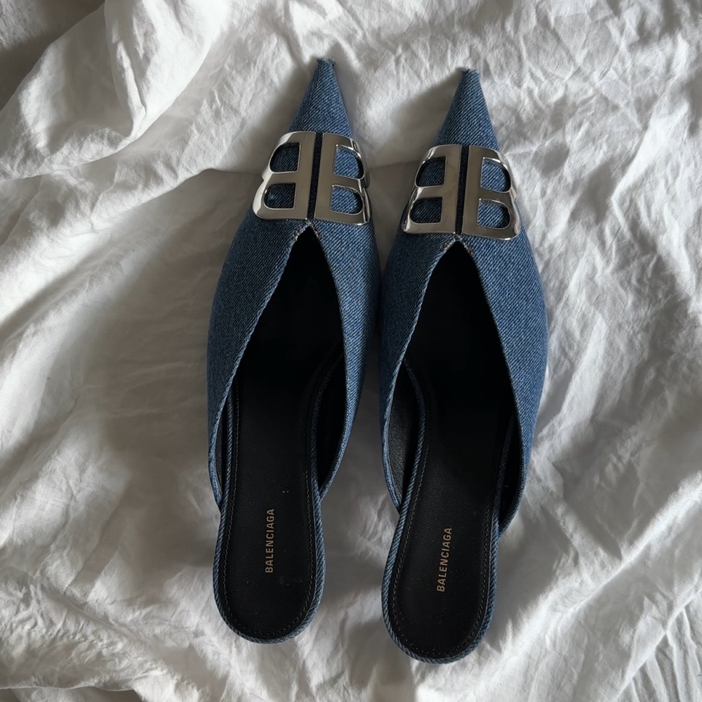 Balenciaga denim kitten heels